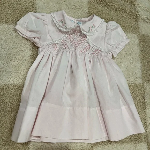 Feltman Brothers Pink Rose Lace Embroidered Smock - Picture 1 of 4